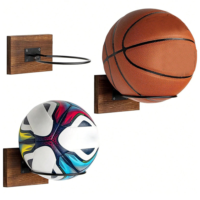 Home Gym On Wall - Basketball Soccer Wall Mount Holder Wood