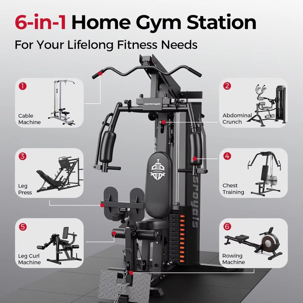 Home Gym Cable Machine With Weight Stack - Multifunctional Home Gym 150LB Weight Stack