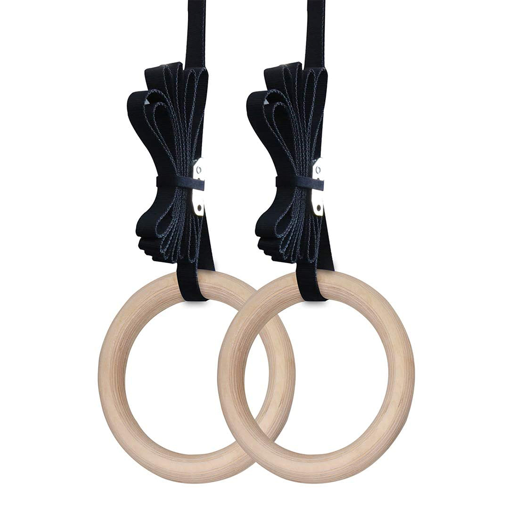 Home Gym Gear - 28/32MM Fitness Wooden Gymnastics Rings Fitness