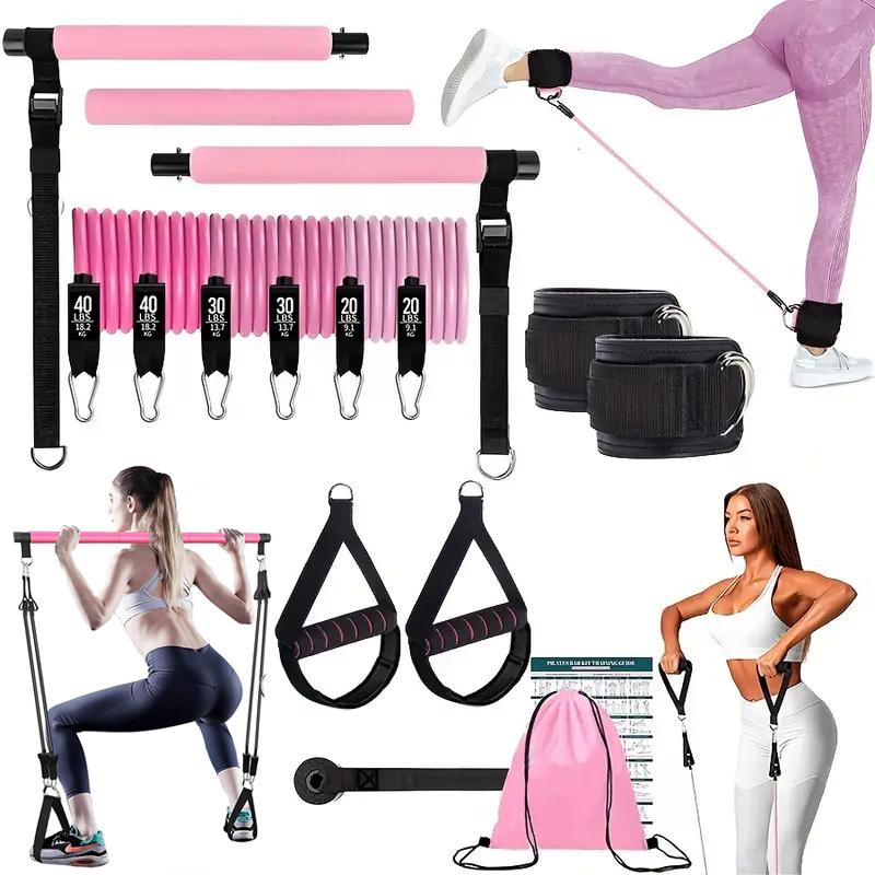 Home Gym Gear - Multifunctional Pilates Bar Kit with Elastic