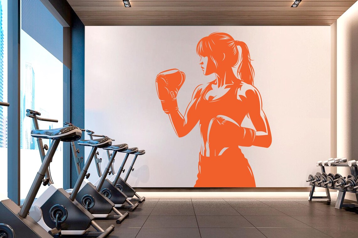 Boxing Girl Gym Wall Decal Gir - Home Gym On Wall recension och pris