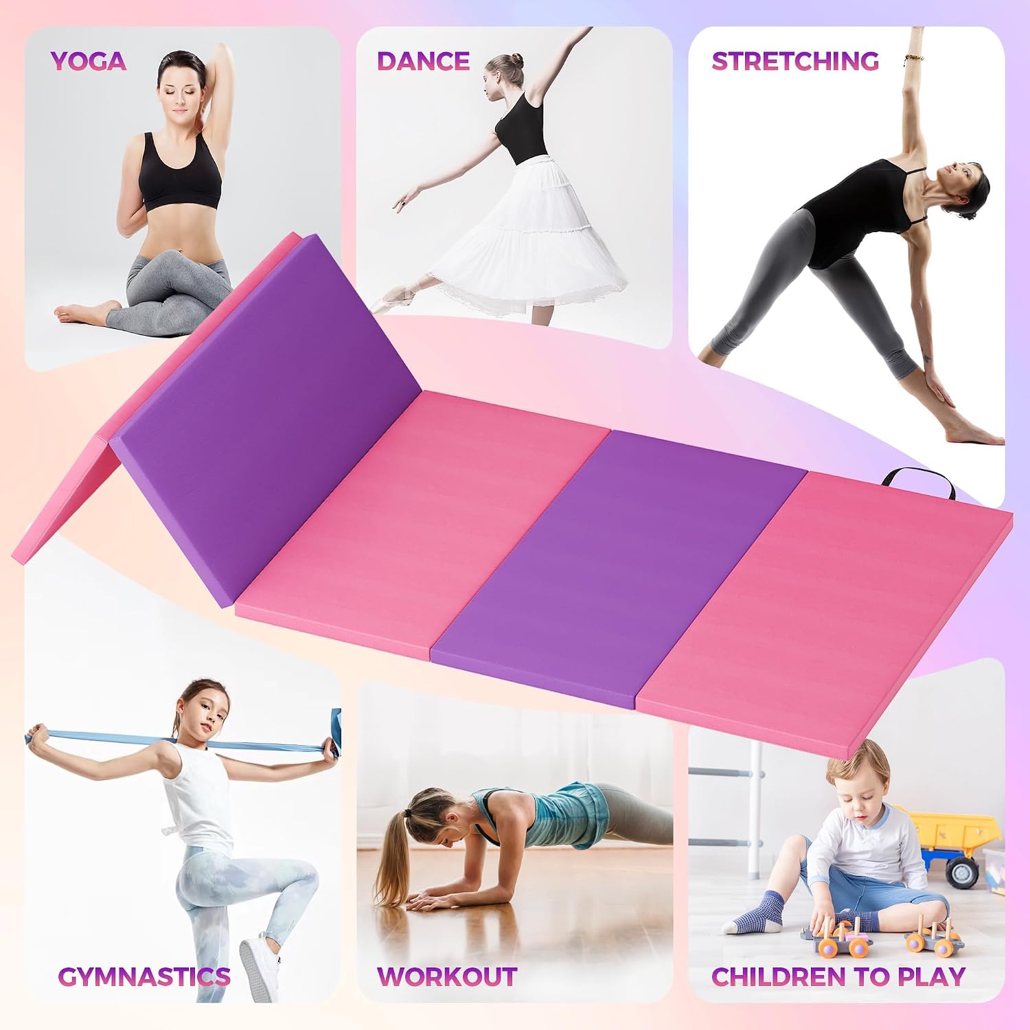 Foldable Yoga Mat Gymnastics M - Home Gym On Carpet recension och pris